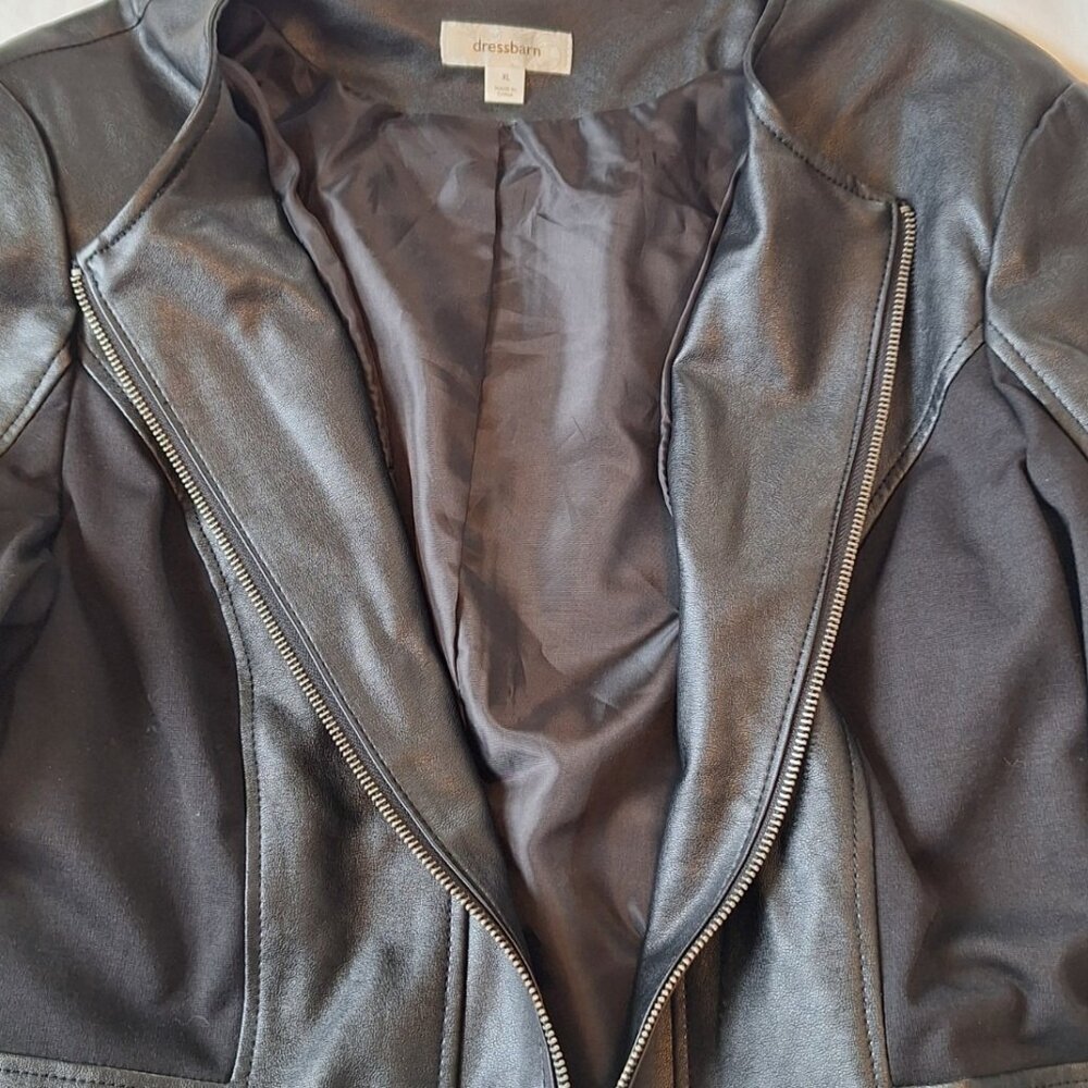 Women’s Black Faux Leather Jacket, XL - Dress Barn NWT - Picture 4 of 8